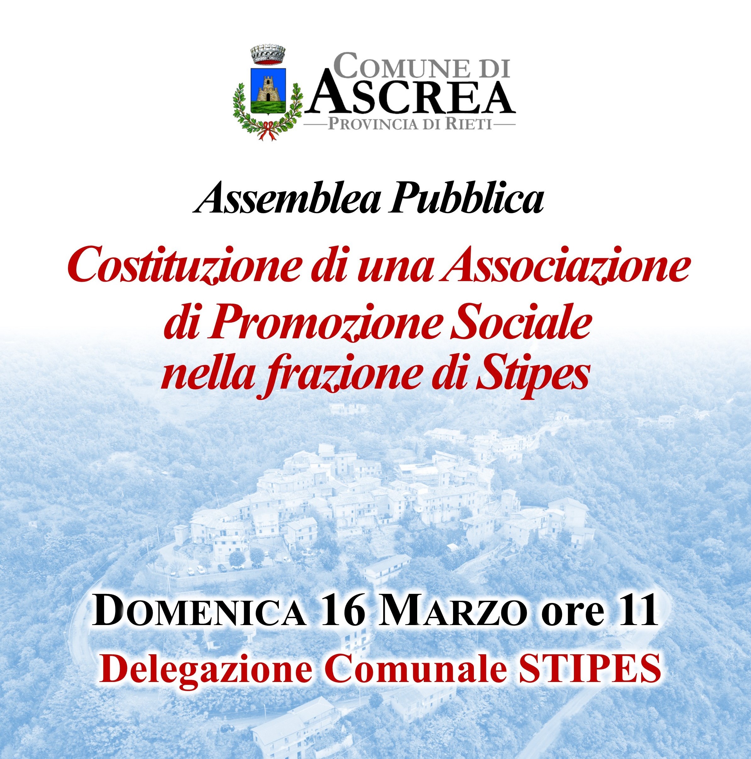 Assemblea pubblica per la costituzione di una associazione di promozione sociale nella frazione di Stipes.